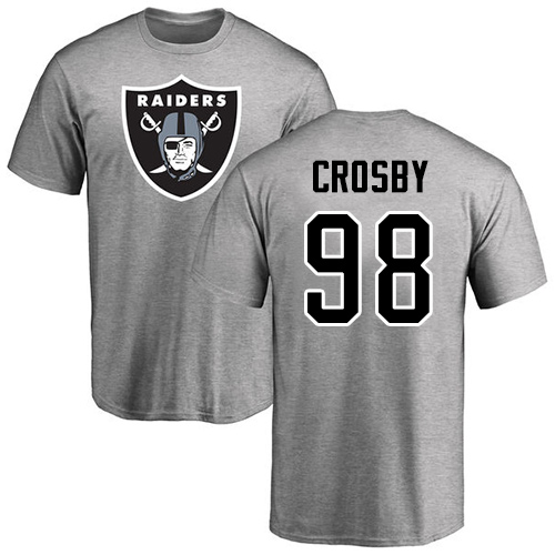 Men Oakland Raiders Ash Maxx Crosby Name and Number Logo NFL Football #98 T Shirt->nfl t-shirts->Sports Accessory